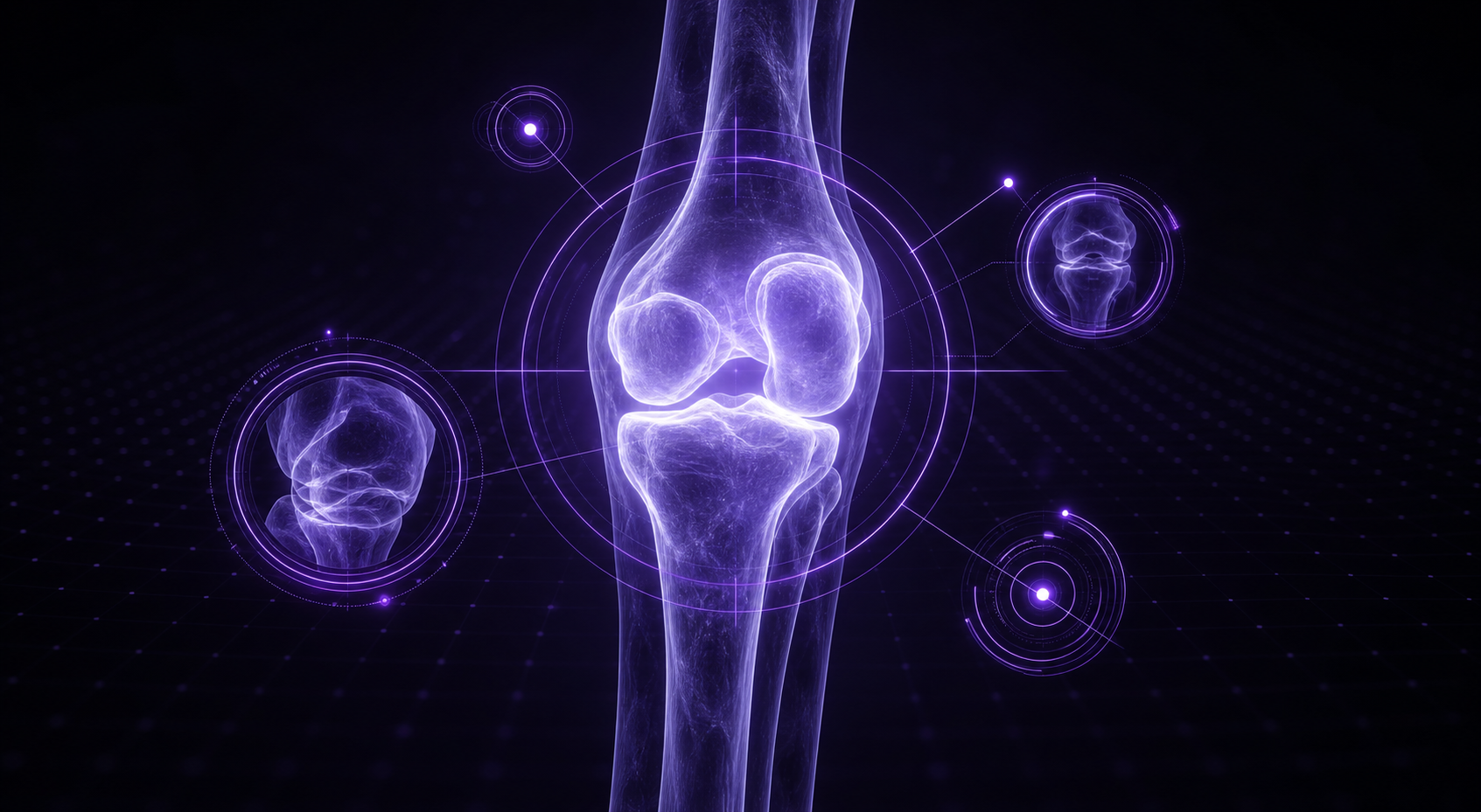 Holographic X-ray visualization of a knee joint with AI annotation rings